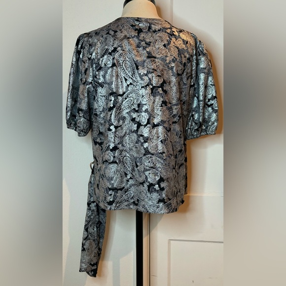 Michael Kors foil paisley faux wrap blouse - Picture 3 of 5